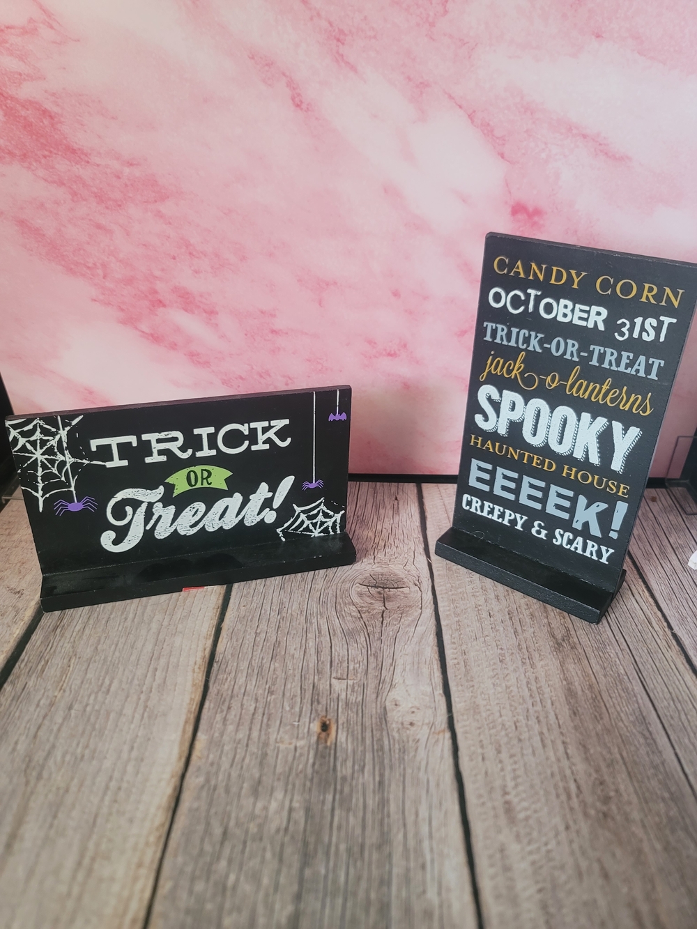 Halloween Black Wooden Signs - Party Decor - Set Of 2